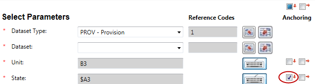 Screen capture showing how to select a row or column anchor.